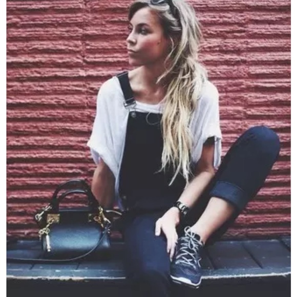 Maje Pila Stretch Denim Overalls Black Size Large - Picture 3 of 8